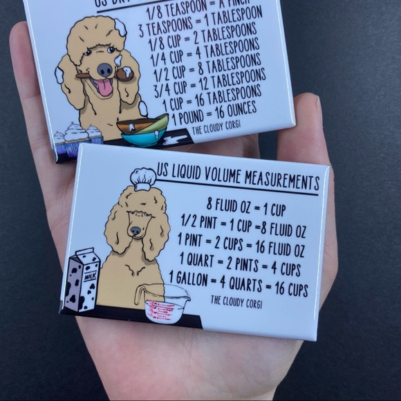 Tan Standard Poodle Dog Measuring Chart Magnet Set Kitchen Cooking Baking Guide - Picture 4 of 8